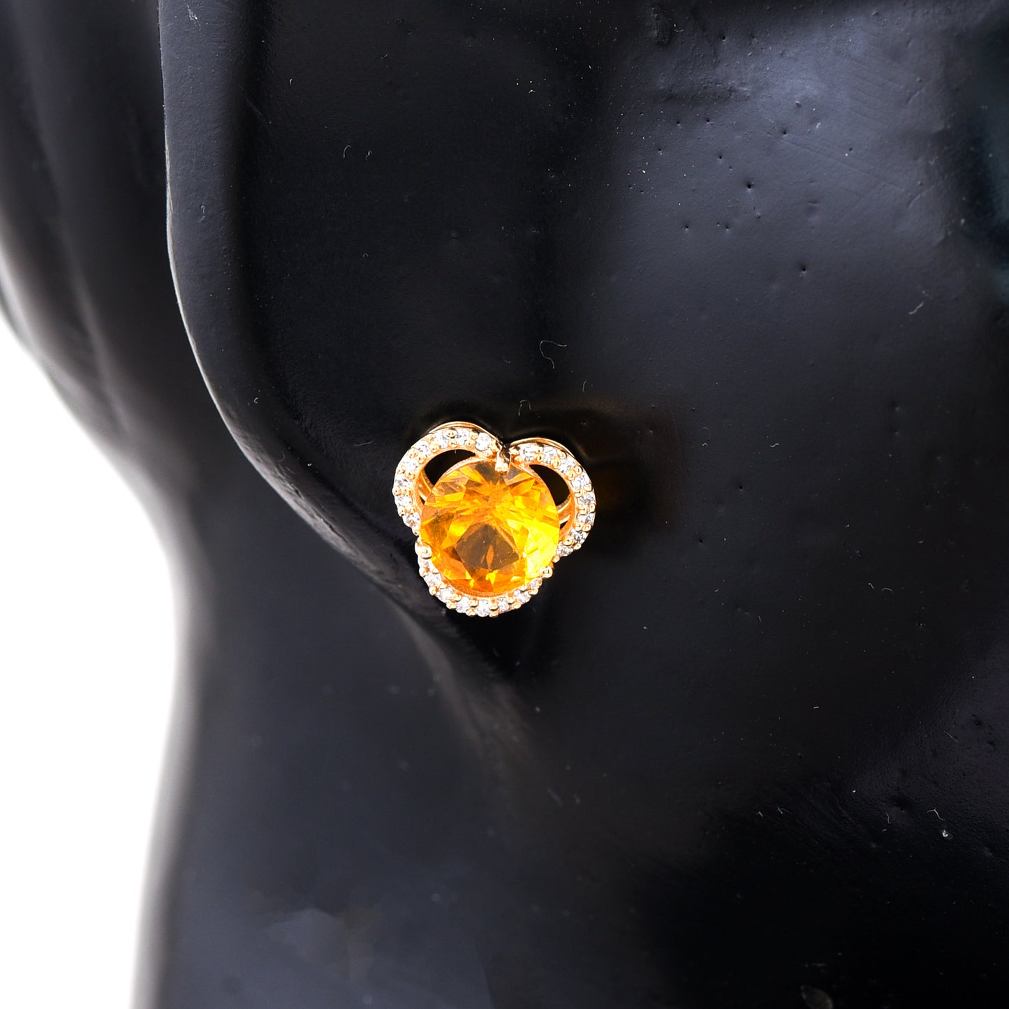 1.96 Ct Round Mixed Cut Natural Fire Opal 14K Gold Earrings
