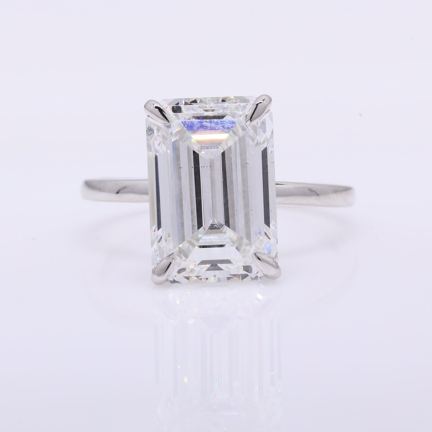 6.89 Ct Emerald Lab Grown Diamond 950 Platinum Ring