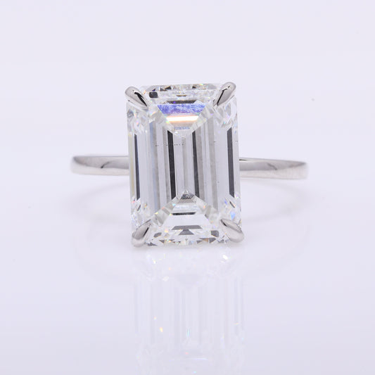 6.89 Ct Emerald Lab Grown Diamond 950 Platinum Ring