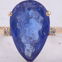 5.16 Ct Pear Natural Tanzanite 14K Gold Ring