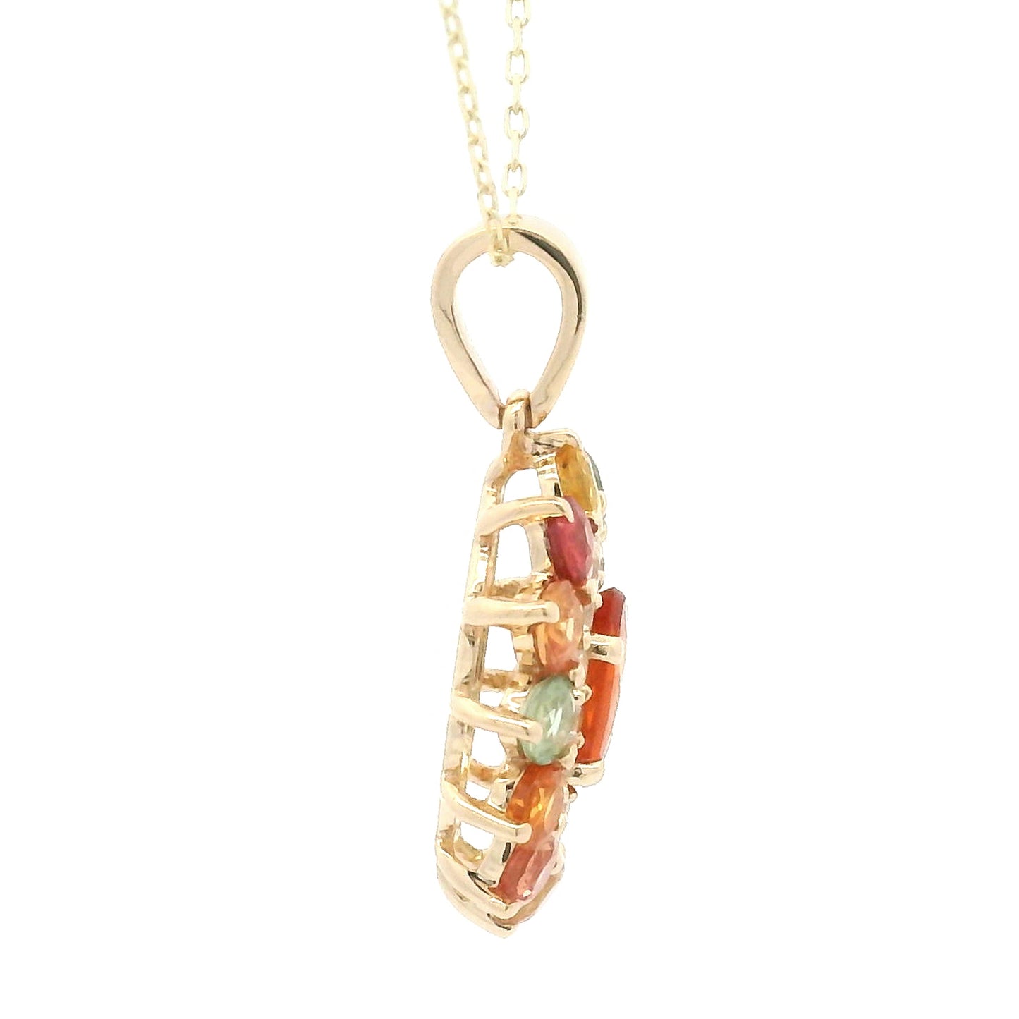 2.24 Ct Multi Sapphire 14K Gold Pendant