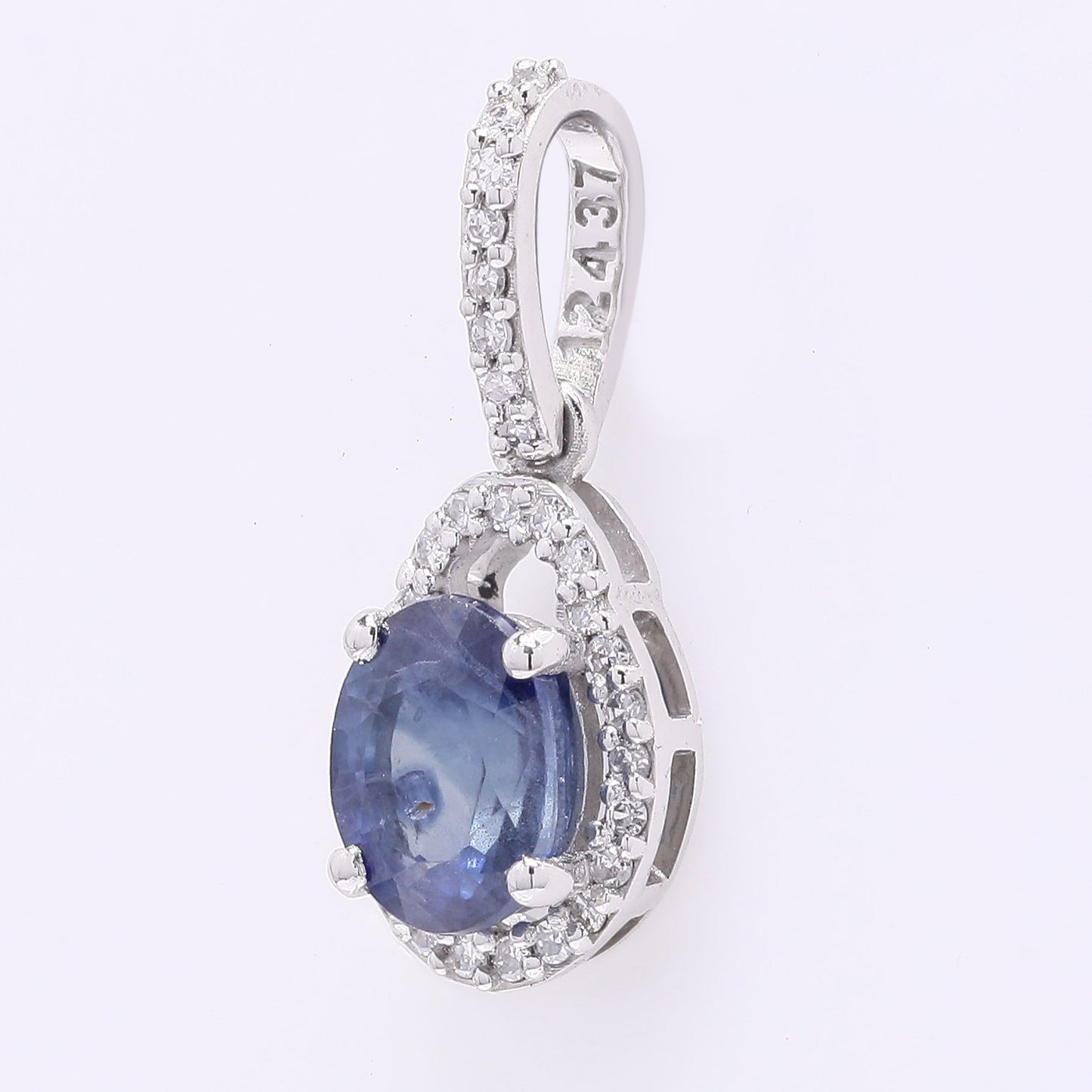 1.24 Ct Oval Mixed Cut Natural Sapphire 950 Platinum Pendant