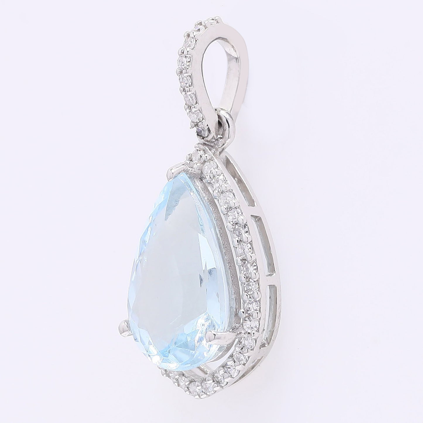 1.94 Ct Pear Mixed Cut Natural Aquamarine 950 Platinum Pendant