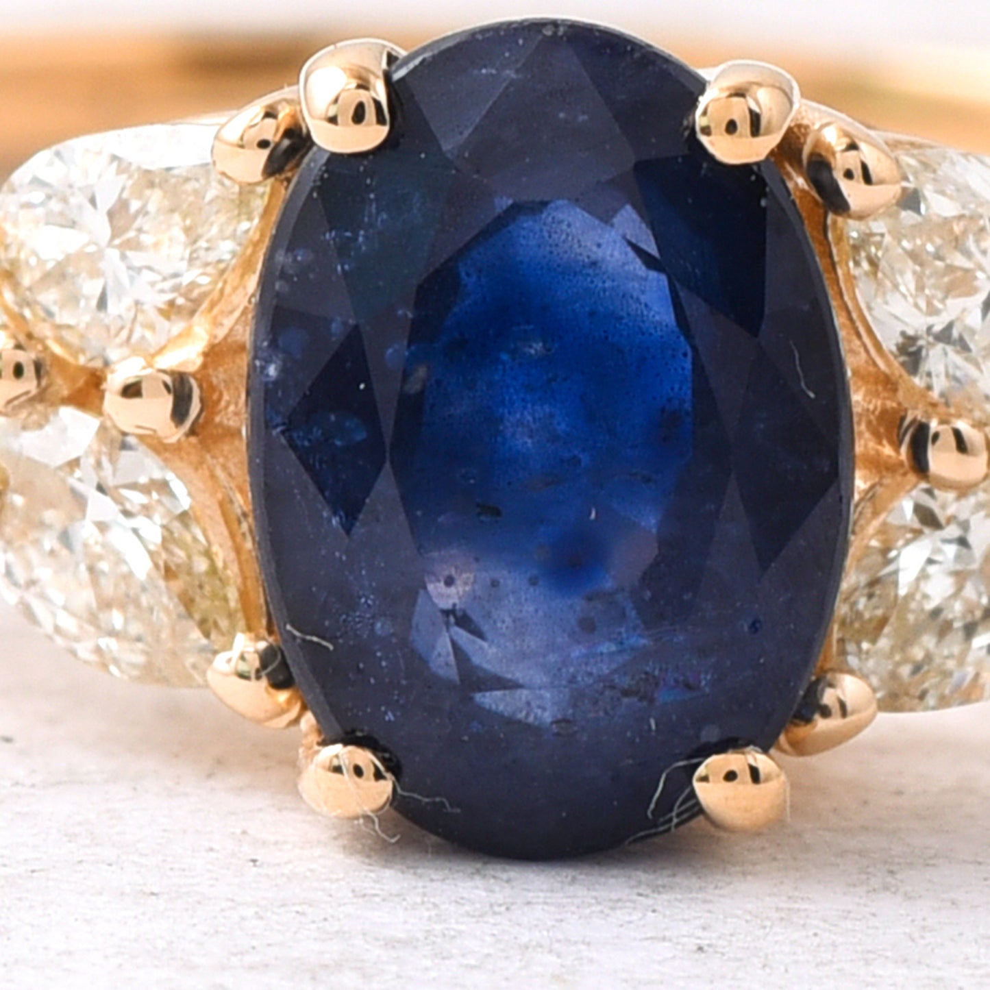 1.57 Ct Oval Mixed Cut Natural Sapphire 14K Gold Ring