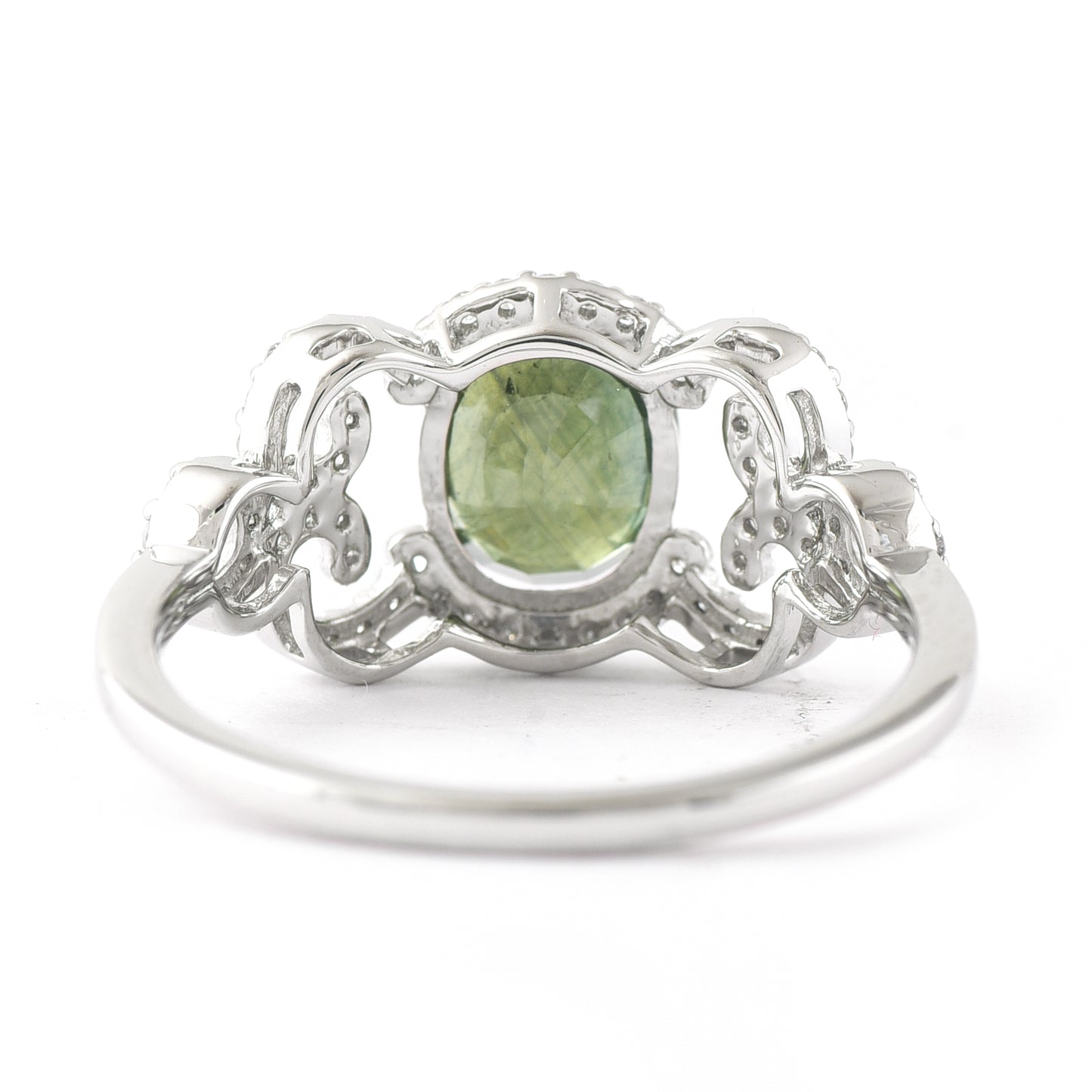 2.15 Ct Oval Mixed Cut Natural Green Sapphire 950 Platinum Ring