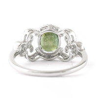 2.15 Ct Oval Mixed Cut Natural Green Sapphire 950 Platinum Ring