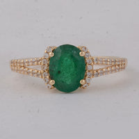 1.39 Ct Oval Emerald 9K Gold Ring