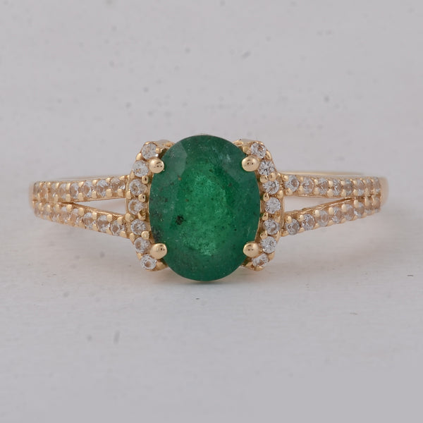 1.39 Ct Oval Emerald 9K Gold Ring