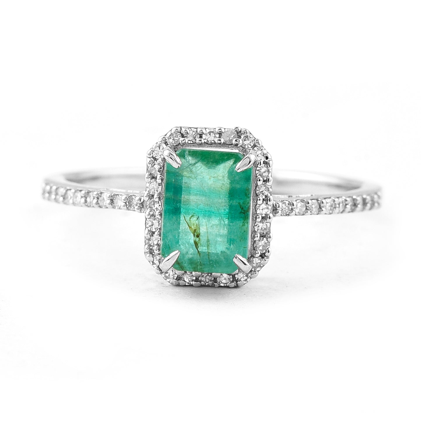 1.15 Ct Octagon Step Cut Natural Emerald 950 Platinum Ring