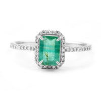 1.15 Ct Octagon Step Cut Natural Emerald 950 Platinum Ring