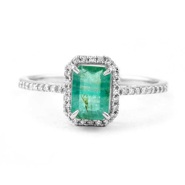 1.15 Ct Octagon Step Cut Natural Emerald 950 Platinum Ring