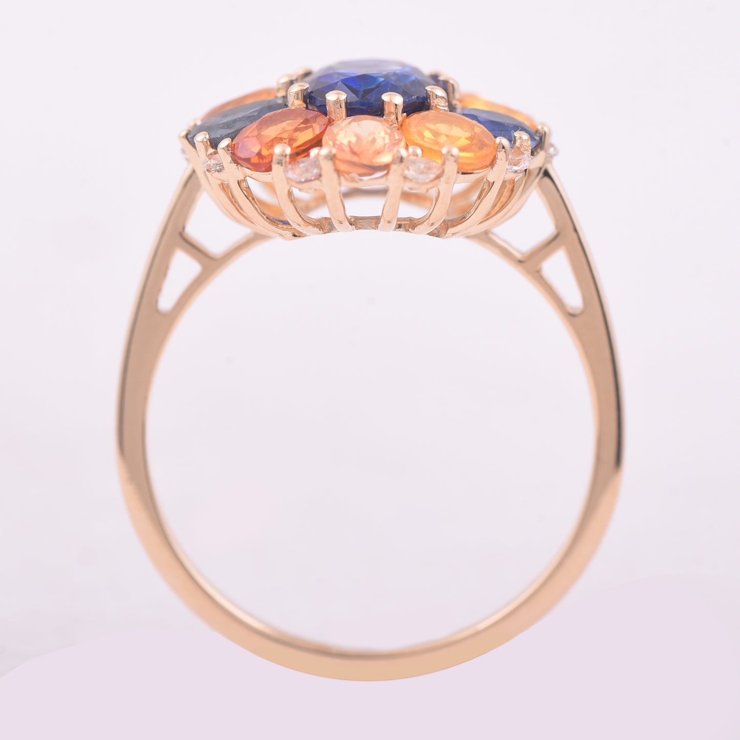 3.81 Ct Oval Mixed Cut Natural Sapphire 14K Gold Ring