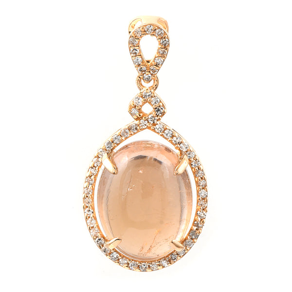 5.41 Ct Oval Cabochon Cut Natural Tourmaline 14K Gold Pendant
