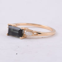 1.13 Ct Rectangle Step Cut Natural Tourmaline 14K Gold Ring