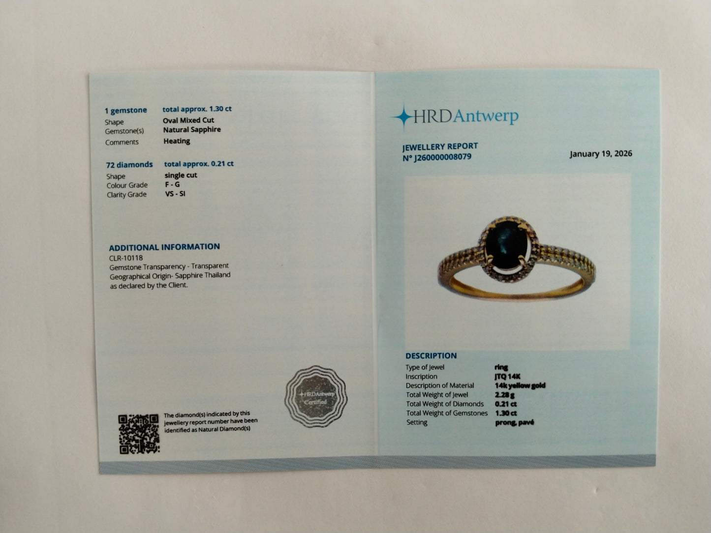 1.51 Ct Oval Mixed Cut Natural Sapphire 14K Gold Ring