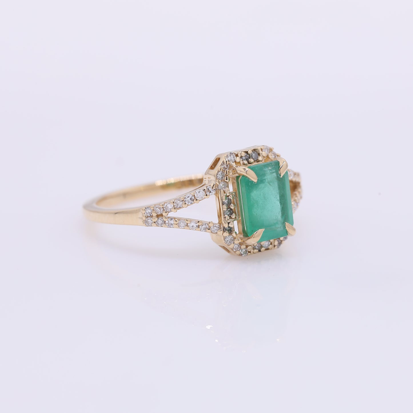 1.15 Ct Octagon Step Cut Natural Emerald 14K Gold Ring