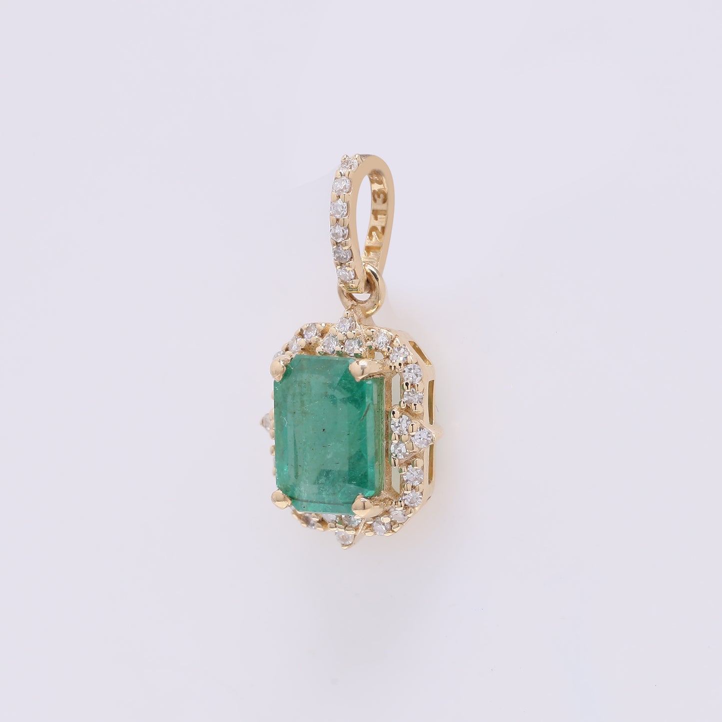 1.15 Ct Octagon Step Cut Natural Emerald 14K Gold Pendant