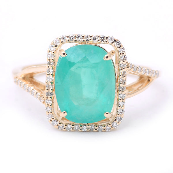 2.73 Ct Oval Mixed Cut Natural Emerald 14K Gold Ring