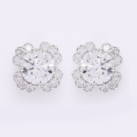 3.75 Carats Lab Grown Diamond 14K Gold Earrings