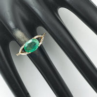 1.69 Ct Oval Mixed Cut Natural Emerald 14K Gold Ring
