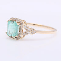 1.21 Ct Octagon Step Cut Natural Emerald 14K Gold Ring
