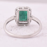 1.71 Ct Octagon Step Cut Natural Emerald 950 Platinum Ring