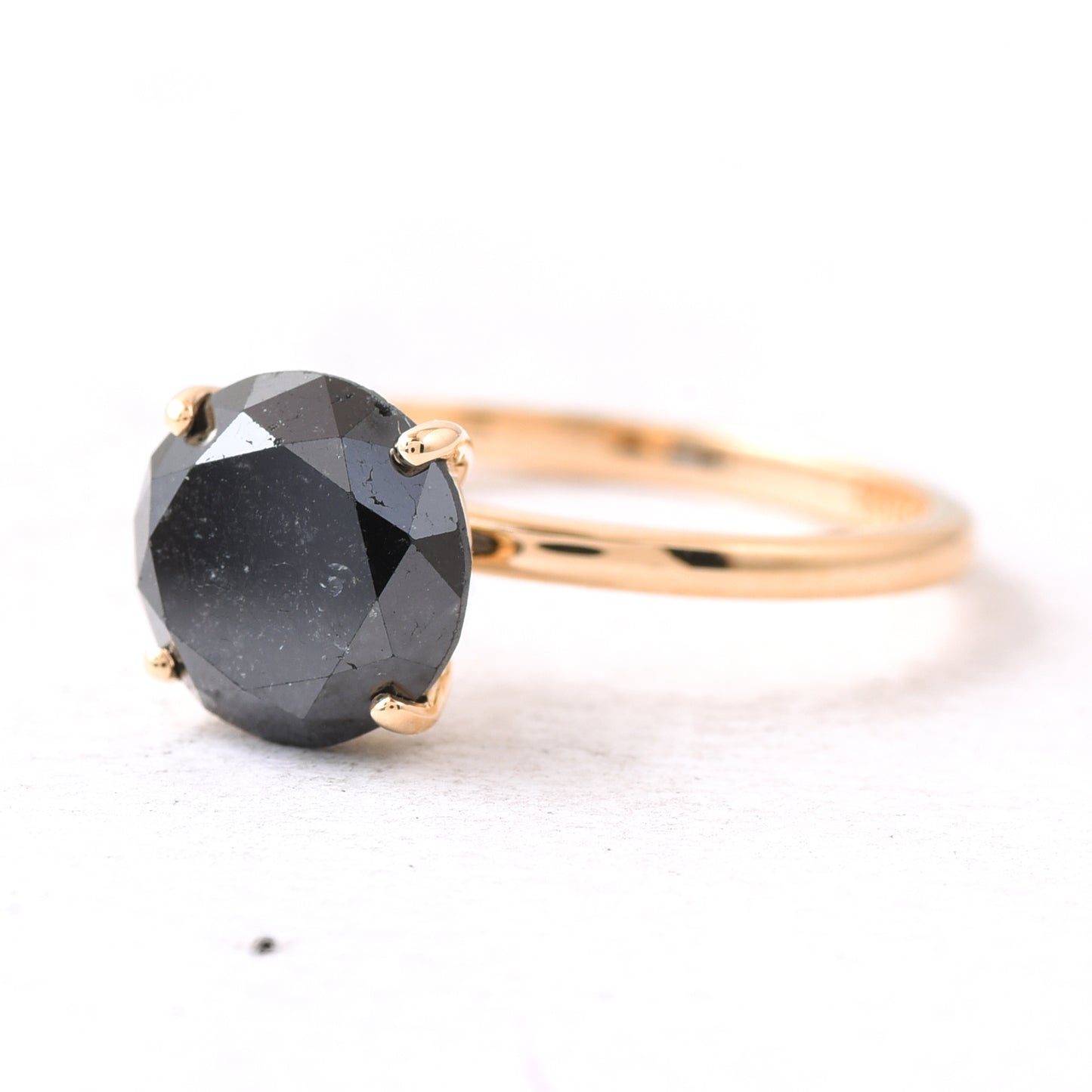 3.28 Ct Round Black Diamond 14K Gold Ring
