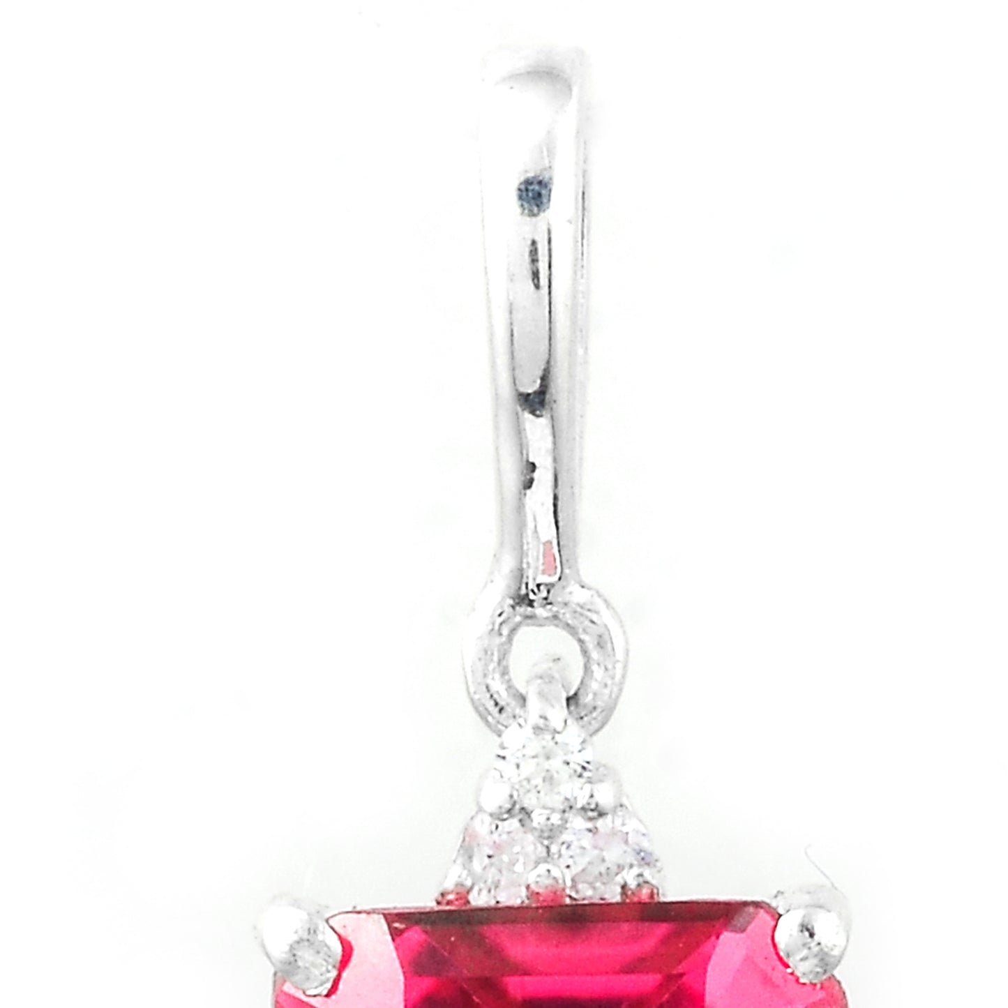 2.90 Ct Octagon Pink Topaz, White Zircon, 925 Sterling Silver Pendant