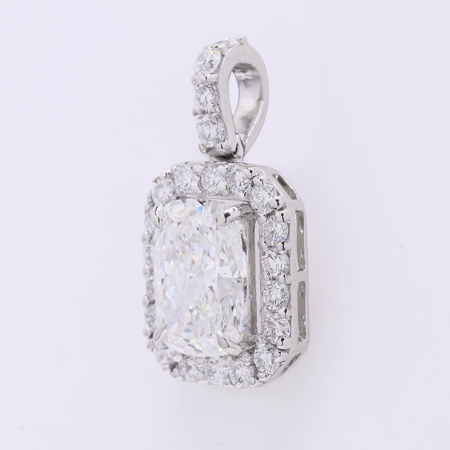 2.38 Ct Cushion Modified Brilliant Lab Grown Diamond 950 Platinum Pendant