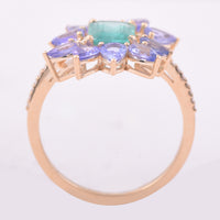 2.62 Ct Octagon Step Cut Natural Emerald 14K Gold Ring