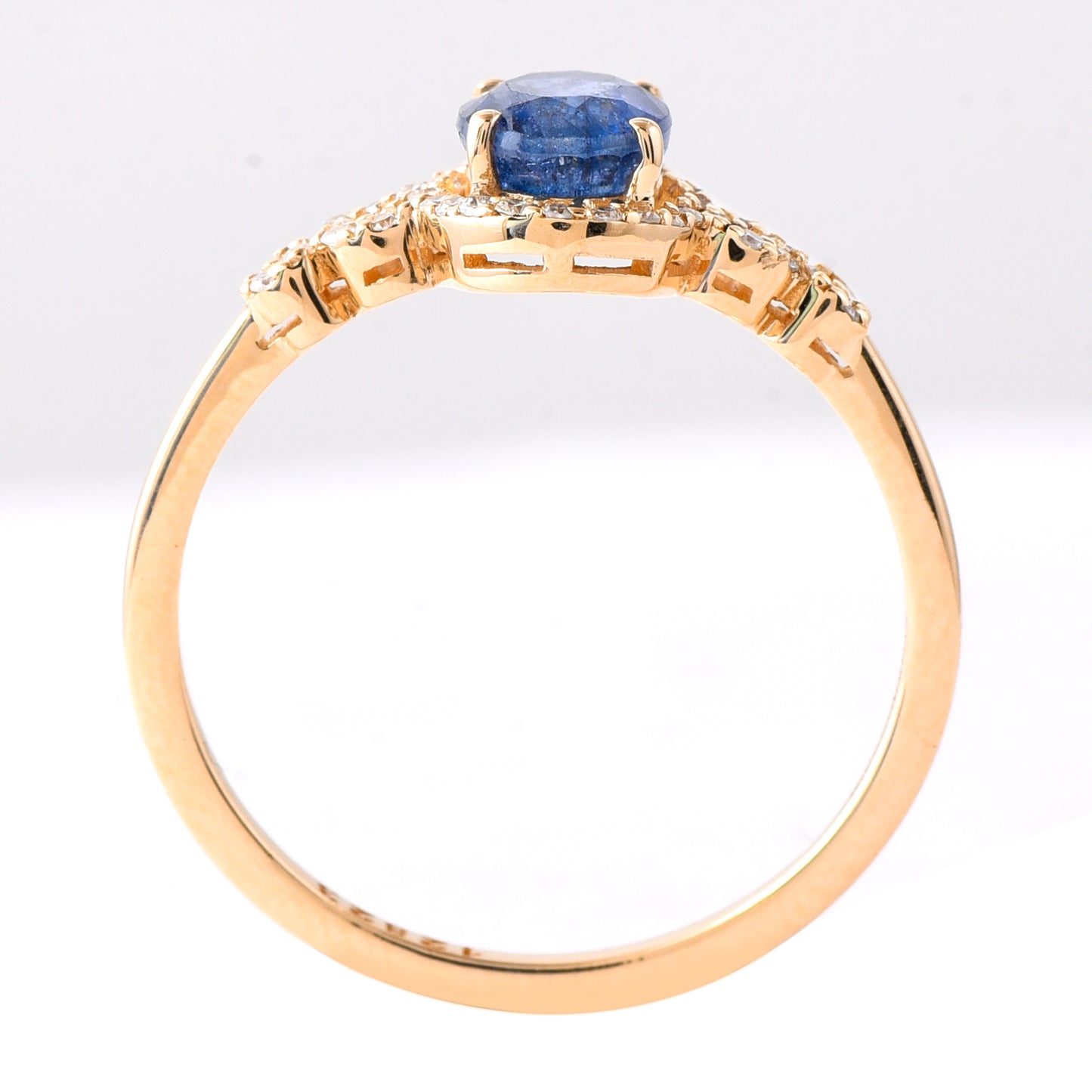 1.30 Ct Oval Mixed Cut Natural Sapphire 14K Gold Ring