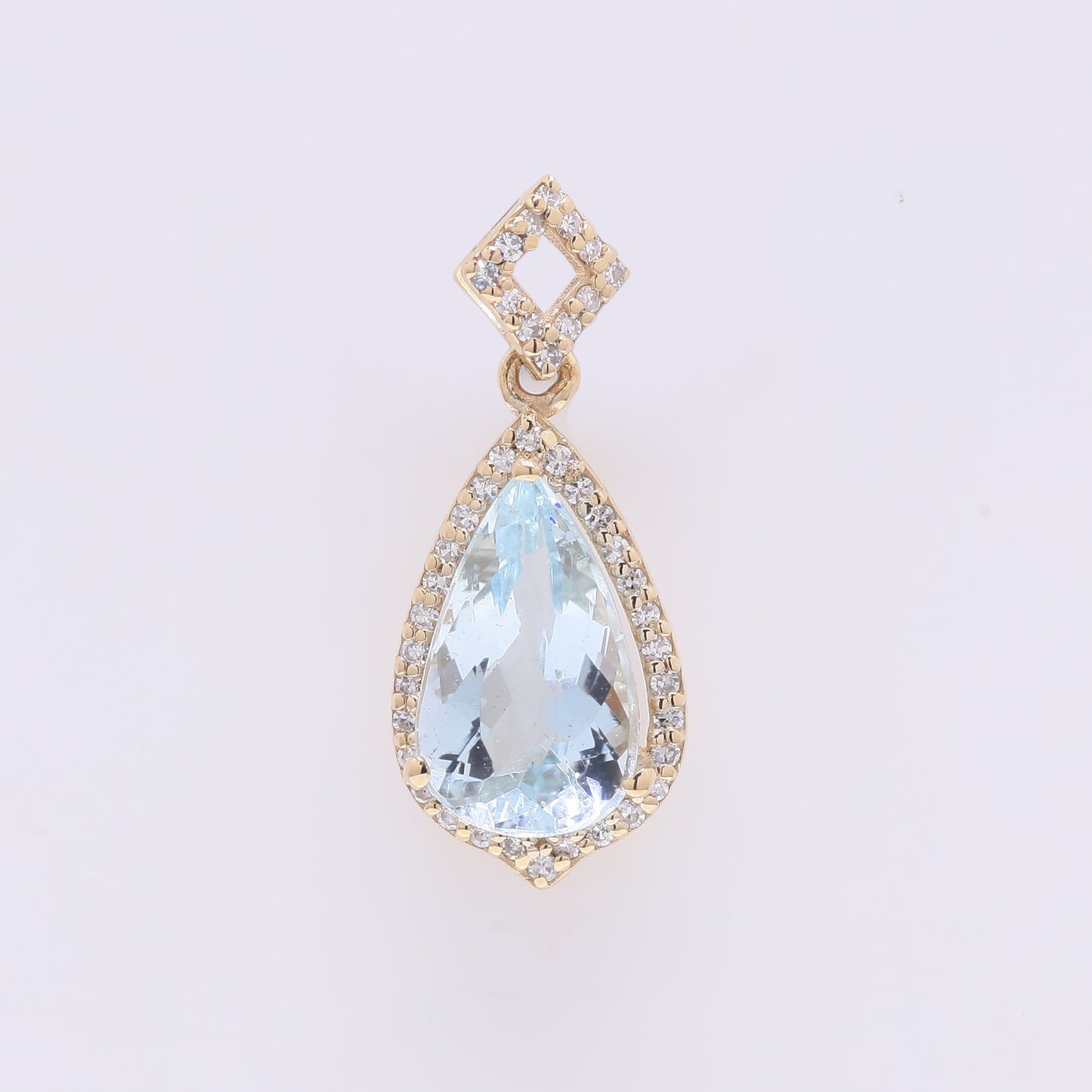 1.86 Ct Pear Mixed Cut Natural Aquamarine 14K Gold Pendant