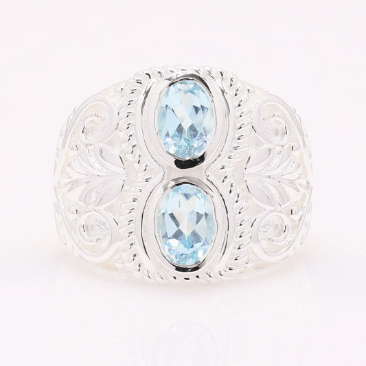2.08 Ct Oval Blue Topaz 925 Silver Ring