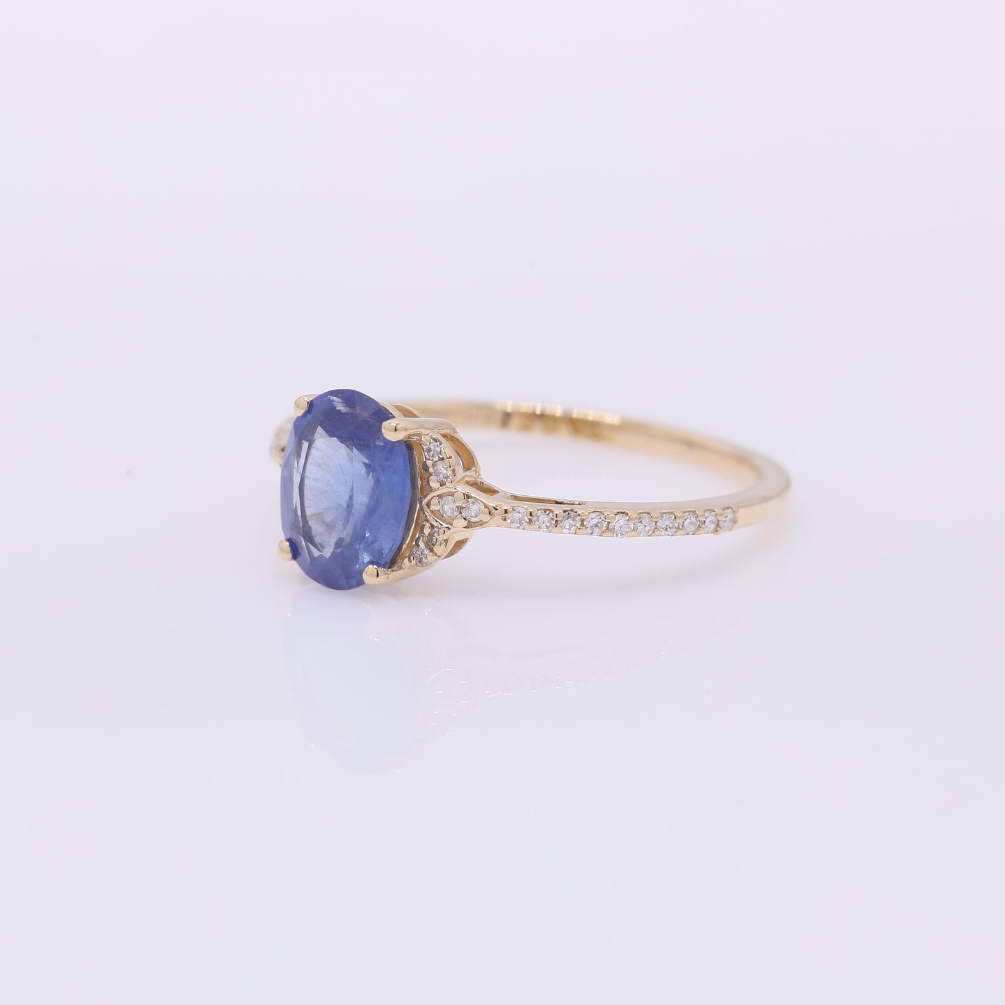 1.55 Ct Oval Mixed Cut Natural Sapphire 14K Gold Ring