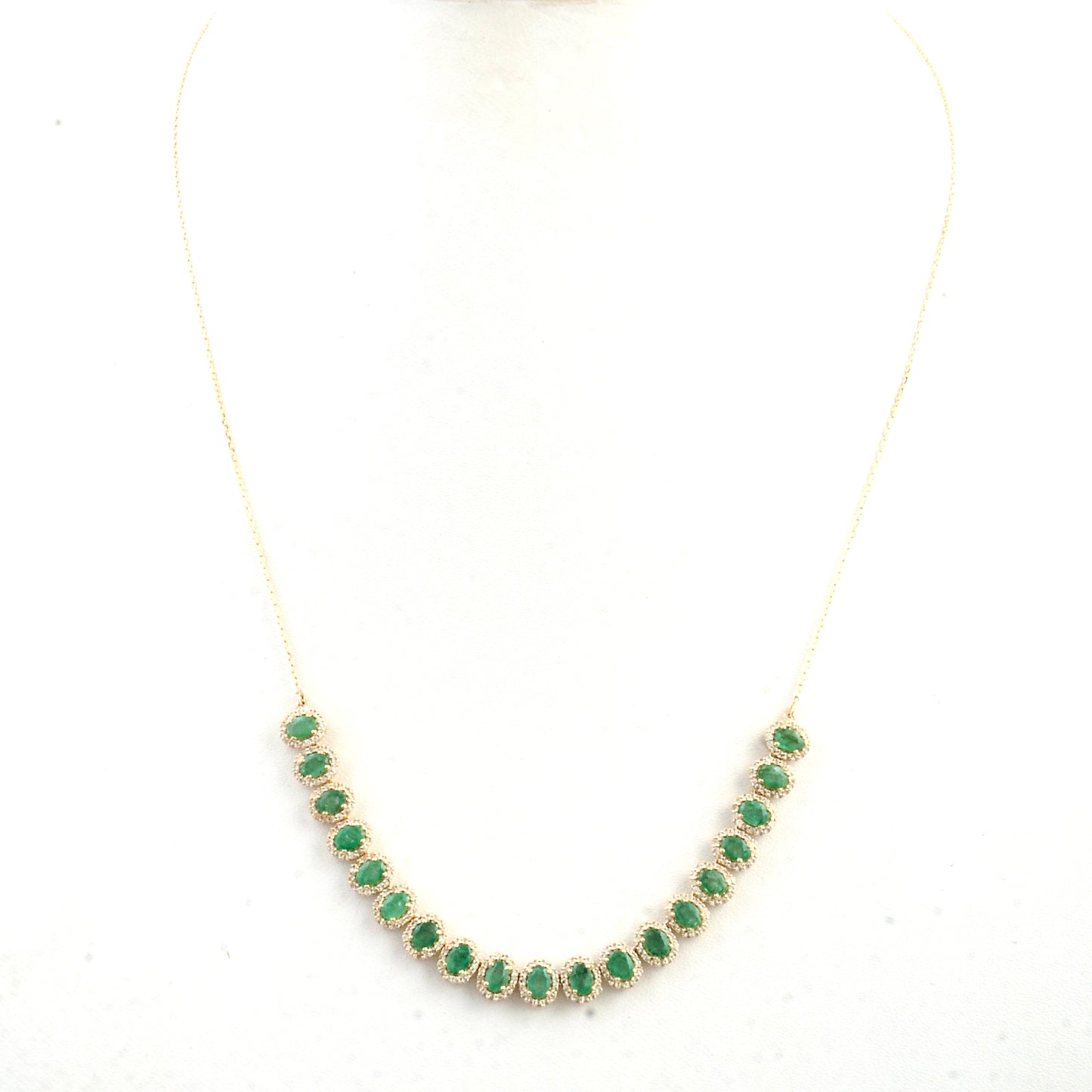 4.16 Ct Oval Emerald 14K Gold Necklace