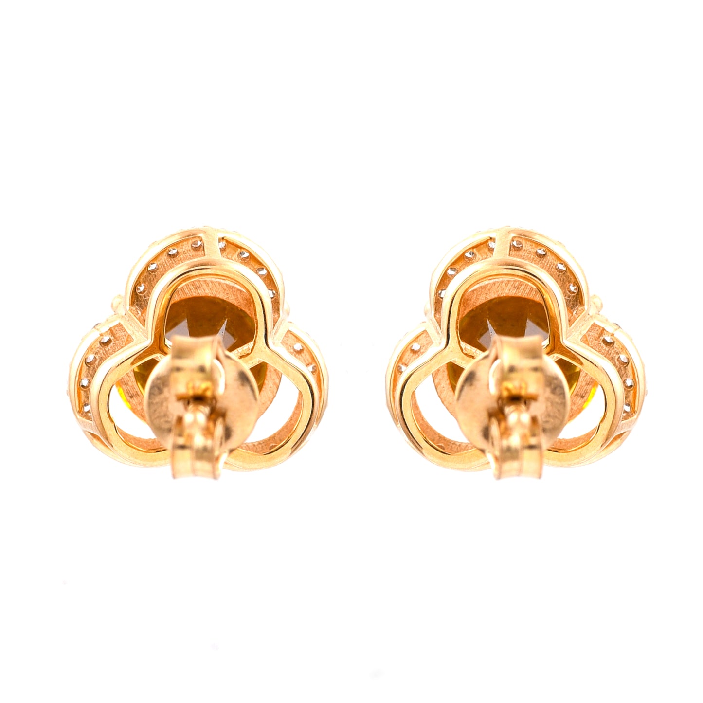 1.96 Ct Round Mixed Cut Natural Fire Opal 14K Gold Earrings