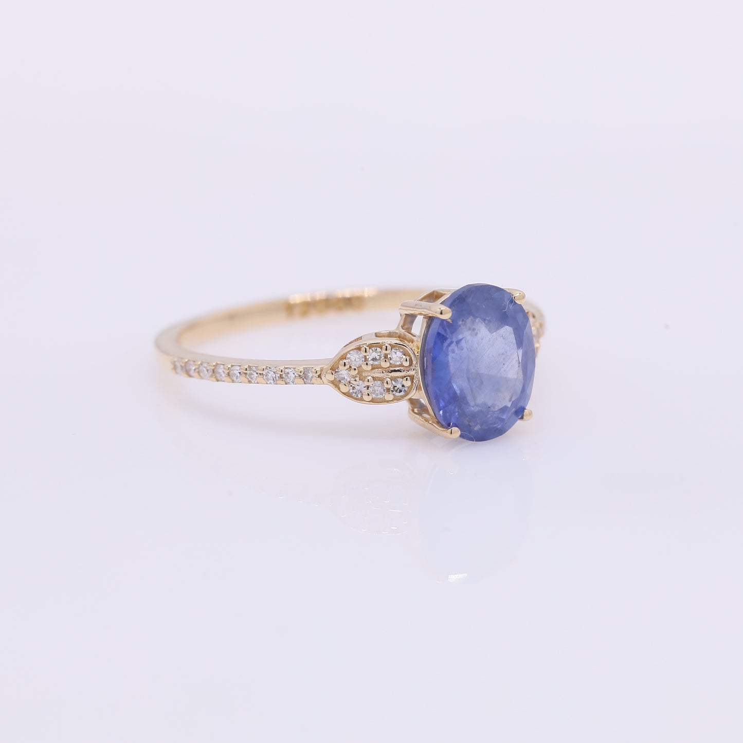 2.06 Ct Oval Mixed Cut Natural Sapphire 14K Gold Ring
