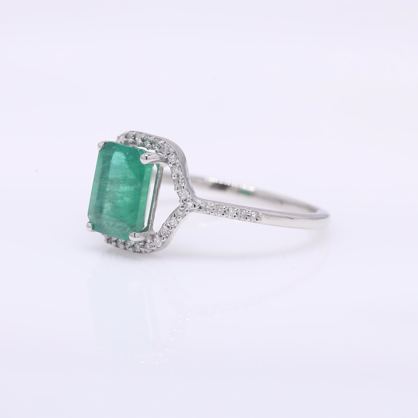 1.56 Ct Octagon Step Cut Natural Emerald 950 Platinum Ring