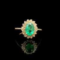 1.35 Ct Oval Mixed Cut Natural Emerald 14K Gold Ring