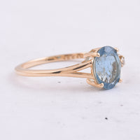 1.20 Ct Oval Natural Aquamarine 14K Gold Ring