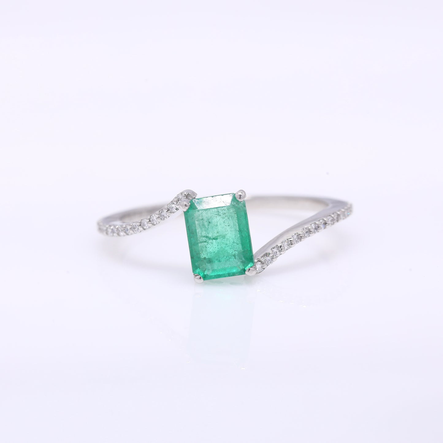 1.13 Ct Octagon Step Cut Natural Emerald 950 Platinum Ring
