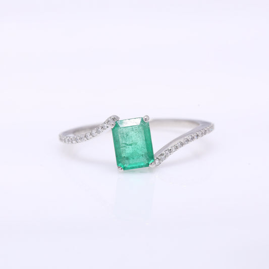 1.13 Ct Octagon Step Cut Natural Emerald 950 Platinum Ring