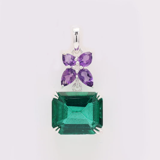 6.86 Ct Octagon Green Topaz 925 Silver Pendant