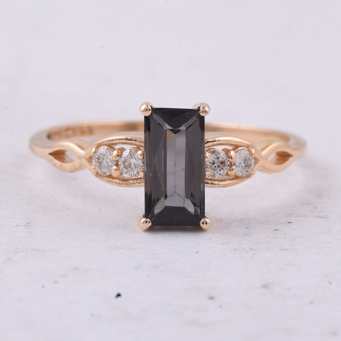0.99 Ct Rectangle Natural Tourmaline 14K Gold Ring