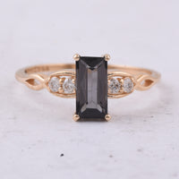 0.99 Ct Rectangle Natural Tourmaline 14K Gold Ring