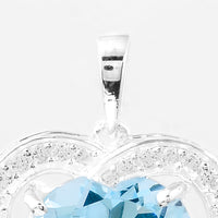 4.49 Ct Heart Blue Topaz, Cubic Zirconia 925 Sterling Silver Pendant