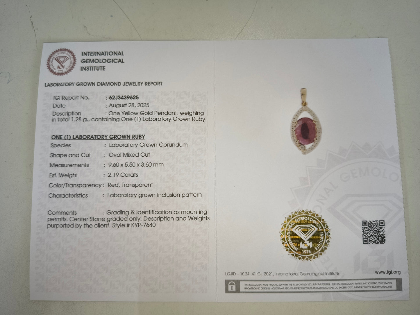 2.40 Ct Oval Mixed Cut Lab Grown Ruby 14K Gold Pendant