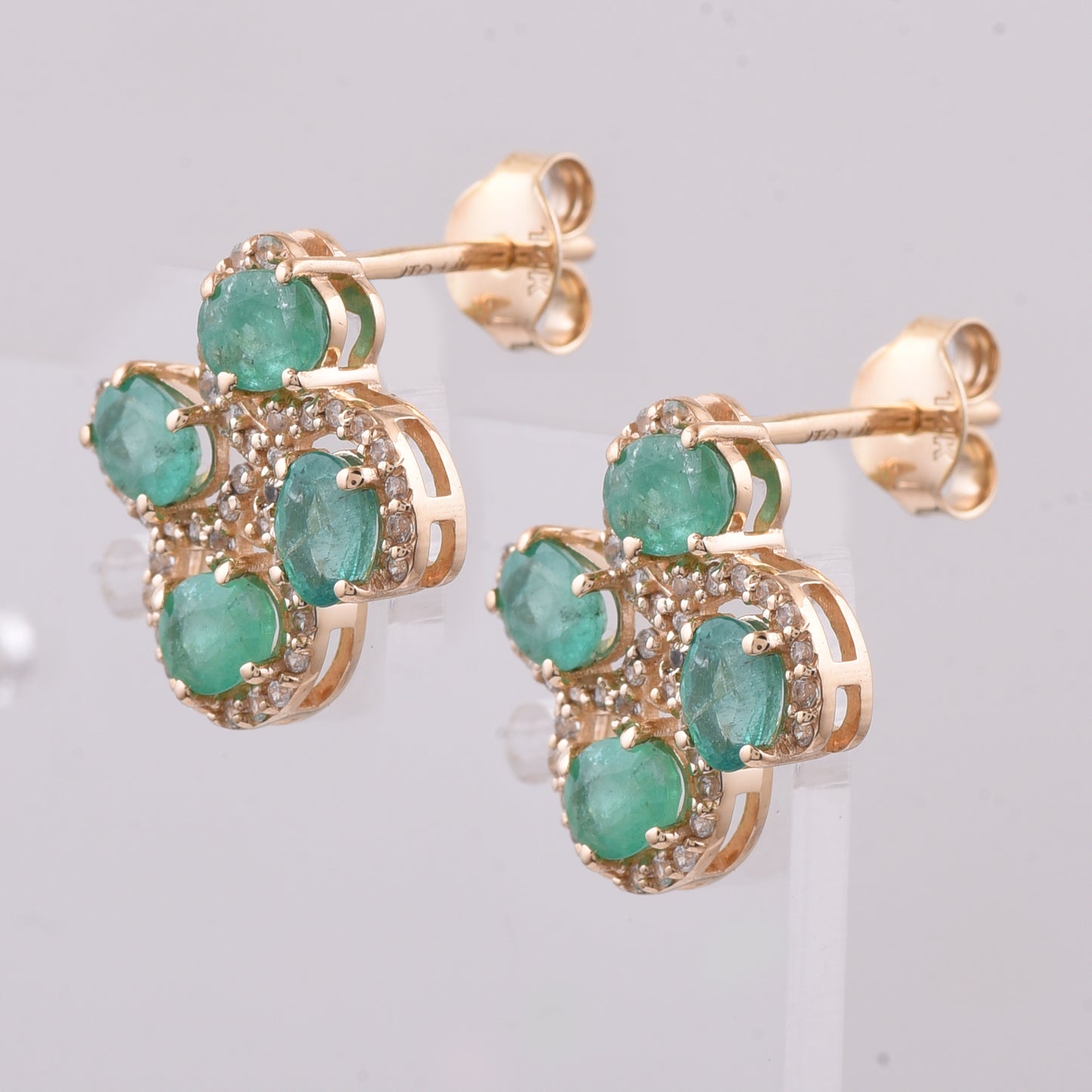 1.85 Ct Oval Natural Emerald 14K Gold Earrings