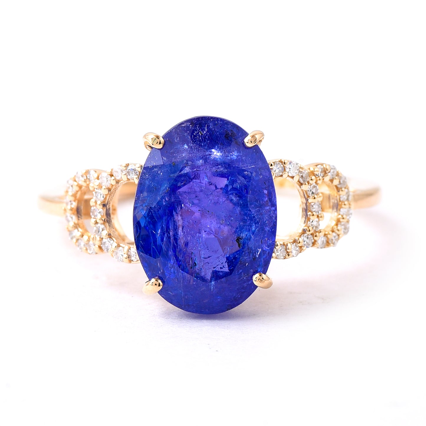 5.03 Ct Oval Mixed Cut Natural Tanzanite 14K Gold Ring