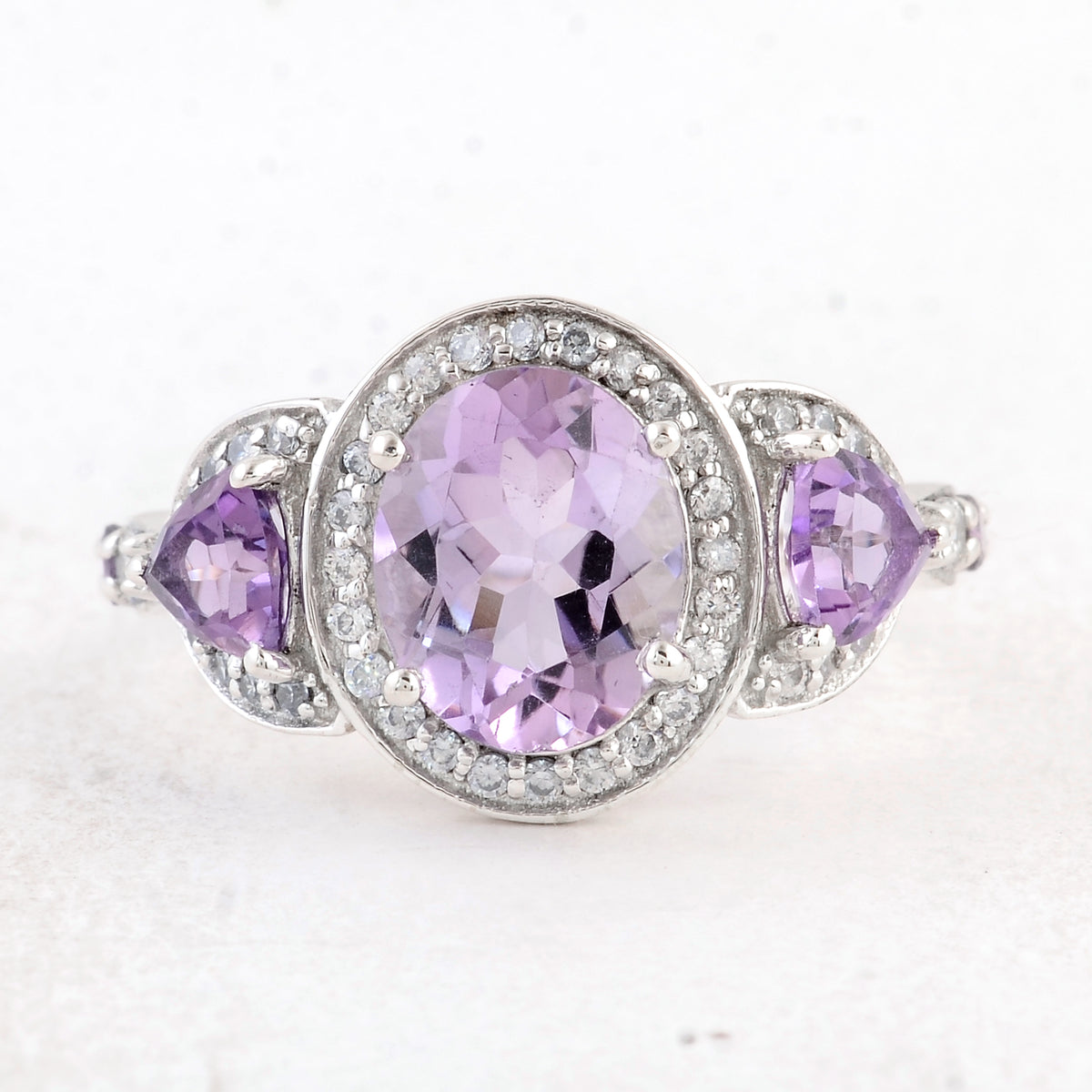 4.42 Ct Oval Amethyst 925 Sterling Silver Ring